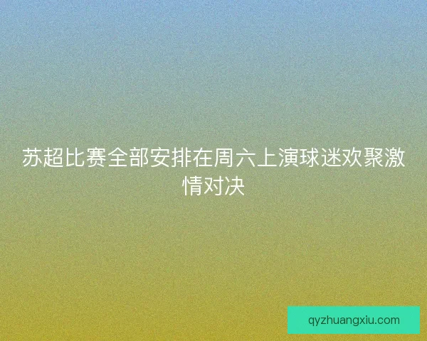 苏超比赛全部安排在周六上演球迷欢聚激情对决