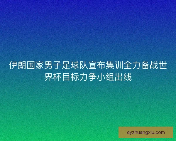 伊朗国家男子足球队宣布集训全力备战世界杯目标力争小组出线